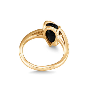Pear Black Onyx Wrap Ring - Orbit 18KT Yellow Gold Vermeil Back View