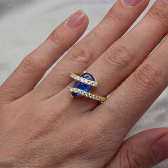 Pear Blue Sapphire Wrap Ring - Orbit 18KT Yellow Gold Vermeil Worn View