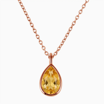 Pear Citrine Reversible Necklace - Inner Heart 18KT Rose Gold Vermeil Front View