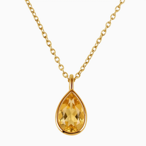 Pear Citrine Reversible Necklace - Inner Heart 18KT Yellow Gold Vermeil Front View