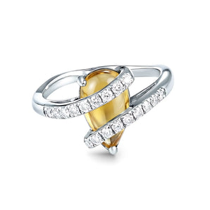 Pear Citrine Wrap Ring - Orbit 925 Sterling Silver Front View