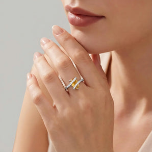 Pear Citrine Wrap Ring - Orbit 925 Sterling Silver Model Shot