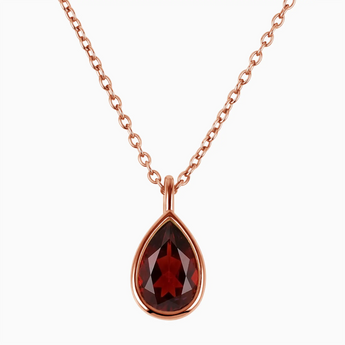 Pear Garnet Reversible Necklace - Inner Heart 18KT Rose Gold Vermeil Front View