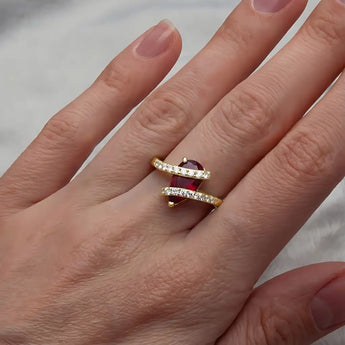Pear Garnet Wrap Ring - Orbit 18KT Yellow Gold Vermeil Worn View