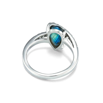 Pear Labradorite Wrap Ring - Orbit 925 Sterling Silver Back View