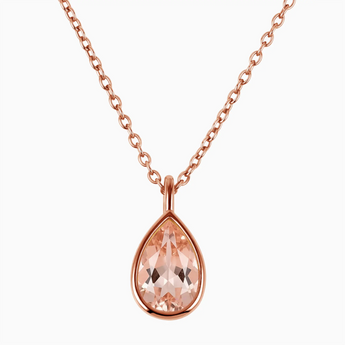 Pear Morganite Reversible Necklace - Inner Heart 18KT Rose Gold Vermeil Front View