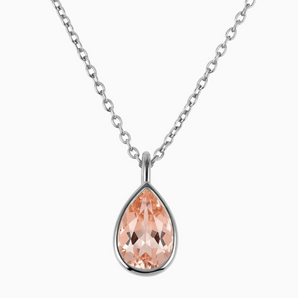 Pear Morganite Reversible Necklace - Inner Heart 925 Sterling Front View