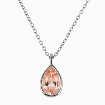 Pear Morganite Reversible Necklace - Inner Heart 925 Sterling Front View
