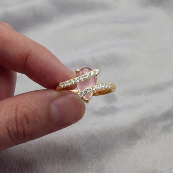 Pear Morganite Wrap Ring - Orbit 18KT Yellow Gold Vermeil Hand-Held Shot