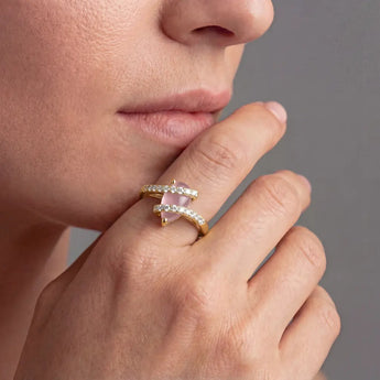 Pear Morganite Wrap Ring - Orbit 18KT Yellow Gold Vermeil Model Shot