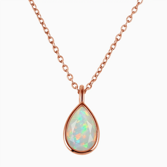 Pear Opal Reversible Necklace - Inner Heart 18KT Rose Gold Vermeil Front View