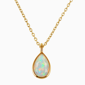 Pear Opal Reversible Necklace - Inner Heart 18KT Yellow Gold Vermeil Front View