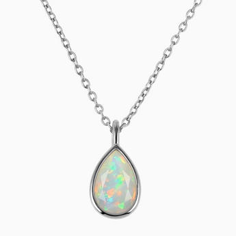Pear Opal Reversible Necklace - Inner Heart 925 Sterling Front View