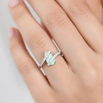 Pear Opal Wrap Ring - Orbit 925 Sterling Silver Worn View