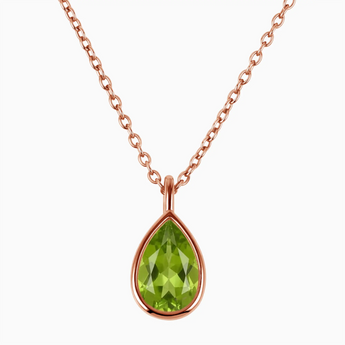Pear Peridot Reversible Necklace - Inner Heart 18KT Rose Gold Vermeil Front View