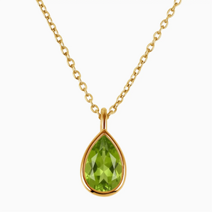 Pear Peridot Reversible Necklace - Inner Heart 18KT Yellow Gold Vermeil Front View