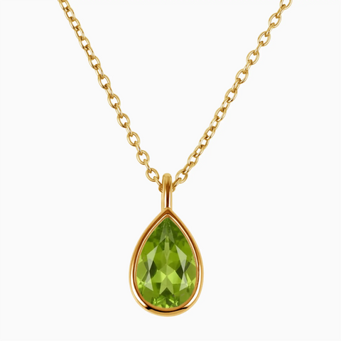 Pear Peridot Reversible Necklace - Inner Heart 18KT Yellow Gold Vermeil Front View