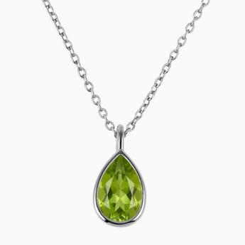 Pear Peridot Reversible Necklace - Inner Heart 925 Sterling Front View