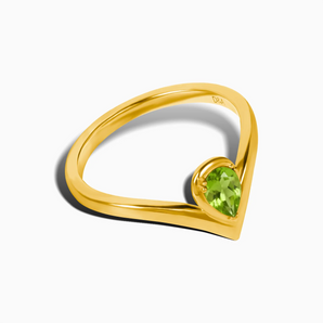 Pear Peridot V Band Ring - Chevron 18KT Yellow Gold Vermeil Side View