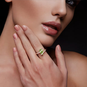 Pear PeridotWrap Ring - Orbit 18KT Rose Gold Vermeil Model Shot