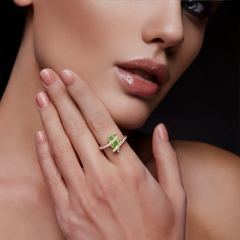 Pear PeridotWrap Ring - Orbit 18KT Rose Gold Vermeil Model Shot