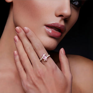 Pear Pink Tourmaline Wrap Ring - Orbit 18KT Rose Gold Vermeil Model Shot