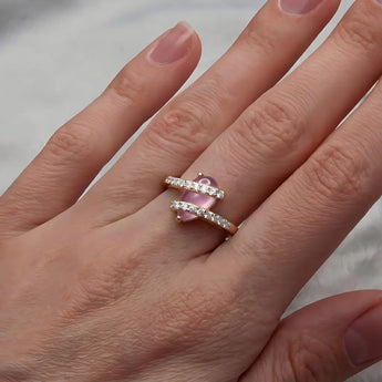 Pear Pink Tourmaline Wrap Ring - Orbit 18KT Rose Gold Vermeil Worn View