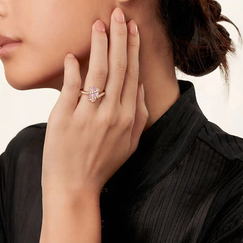 Pear Rose Quartz Wrap Ring - Orbit 18KT Rose Gold Vermeil Model Shot