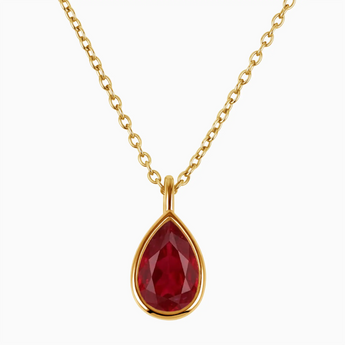 Pear Ruby Reversible Necklace - Inner Heart 18KT Yellow Gold Vermeil Front View