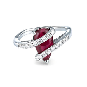 Pear Ruby Wrap Ring - Orbit 925 Sterling Silver Front View