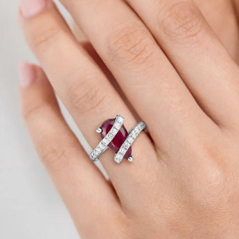 Pear Ruby Wrap Ring - Orbit 925 Sterling Silver Worn View