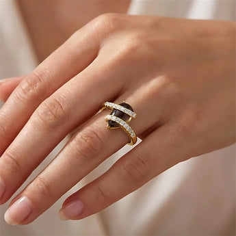Pear Smoky Quartz Wrap Ring - Orbit 18KT Yellow Gold Vermeil Worn View