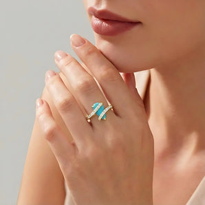 Pear Turquoise Wrap Ring - Orbit 18KT Yellow Gold Vermeil Model Shot