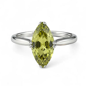 Peridot Marquise Ring - Silent Glow 925 Sterling Silver Front View