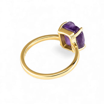 Raw Amethyst Ring - Freeform 18KT Yellow Gold Vermeil Back View