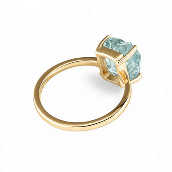 Raw Aquamarine Ring - Freeform 18KT Yellow Gold Vermeil Back View