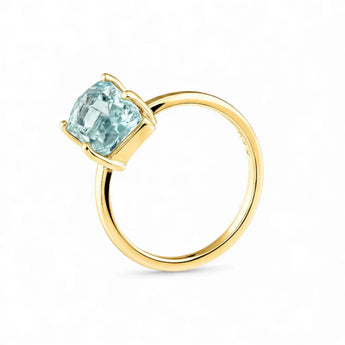 Raw Aquamarine Ring - Freeform 18KT Yellow Gold Vermeil Side View