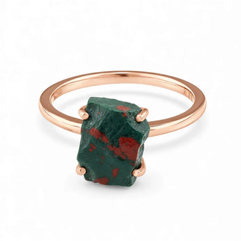 Raw Bloodstone Ring - Freeform 18KT Rose Gold Vermeil Front View