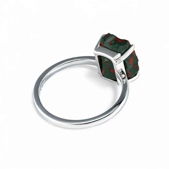 Raw Bloodstone Ring - Freeform 925 Sterling Silver Back View