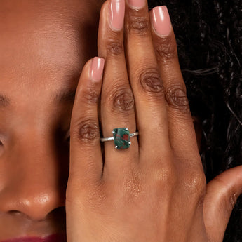 Raw Bloodstone Ring - Freeform 925 Sterling Silver Model Shot