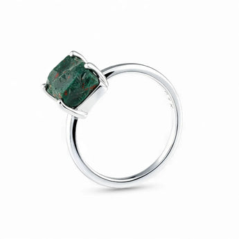 Raw Bloodstone Ring - Freeform 925 Sterling Silver Side View
