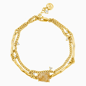 Raw Citrine Layered Bracelet - Wild Vine 18KT Yellow Gold Vermeil Front View