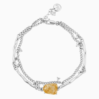 Raw Citrine Layered Bracelet - Wild Vine 925 Sterling Front View