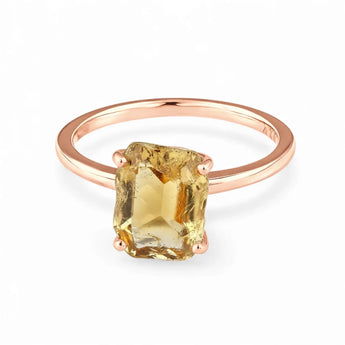 Raw Citrine Ring - Freeform 18KT Rose Gold Vermeil Front View