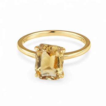 Raw Citrine Ring - Freeform 18KT Yellow Gold Vermeil Front View