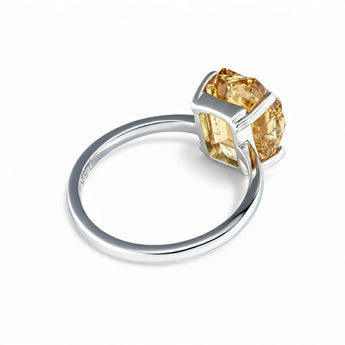Raw Citrine Ring - Freeform 925 Sterling Silver Back View