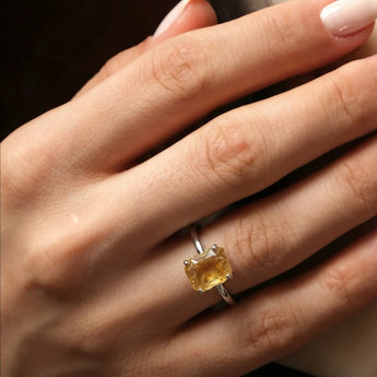 Raw Citrine Ring - Freeform 925 Sterling Silver Worn View