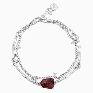 Raw Garnet Layered Bracelet - Wild Vine 925 Sterling Front View