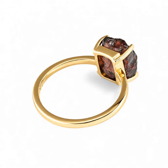 Raw Garnet Ring - Freeform 18KT Yellow Gold Vermeil Back View