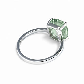 Raw Green Amethyst Ring - Freeform 925 Sterling Silver Back View